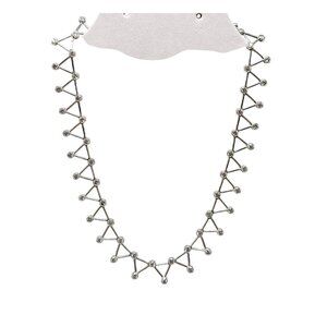 Sterling Silver Geometric Triangle Necklace Crystal Accents 16 Inches Long